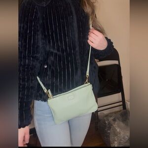 Mint Green Fossil Crossbody Bag,  cow leather